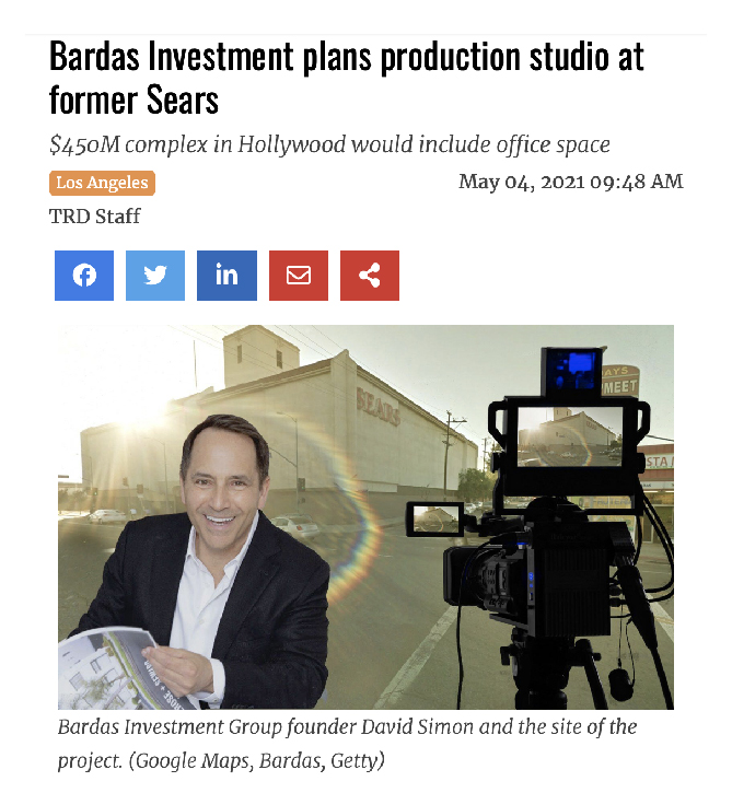 Bardas, Bain Plan $450 Million Studio in Hollywood