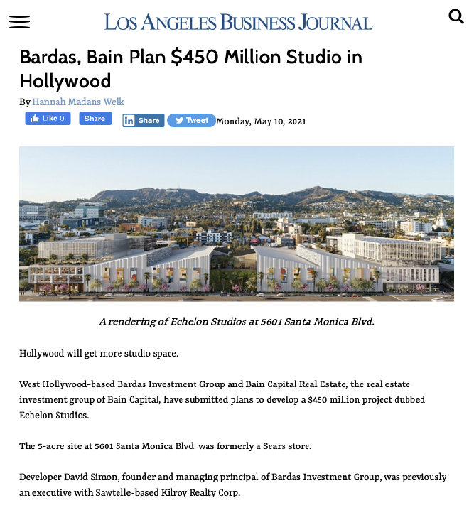Bardas Investment plans production studio at former Sears