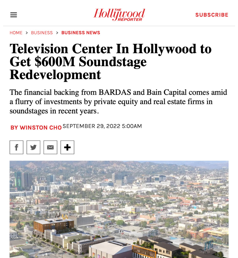 Television Center In Hollywood to Get $600M Soundstage Redevelopment
