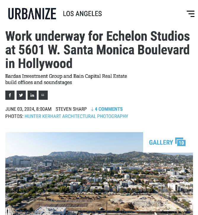 Work underway for ECHELON Studios at 5601 W. Santa Monica Boulevard in Hollywood